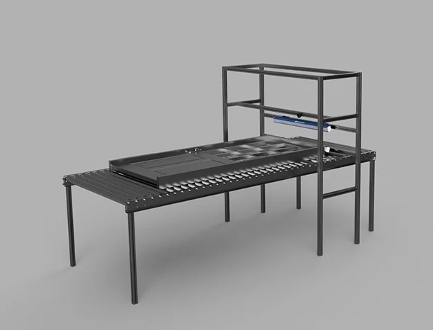 Assembly_door_no cover 3D rendering of conveyor inspection hardware without cover.