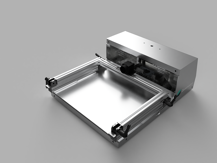 Test Rig_closed Small modular inspection rig in closed configuration with compact camera setup.