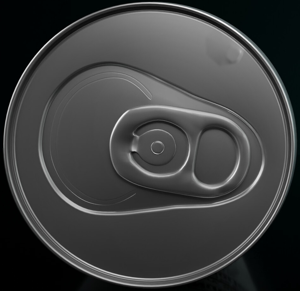 can_comp01 Top view of an aluminum beverage can lid used for AI inspection dataset.